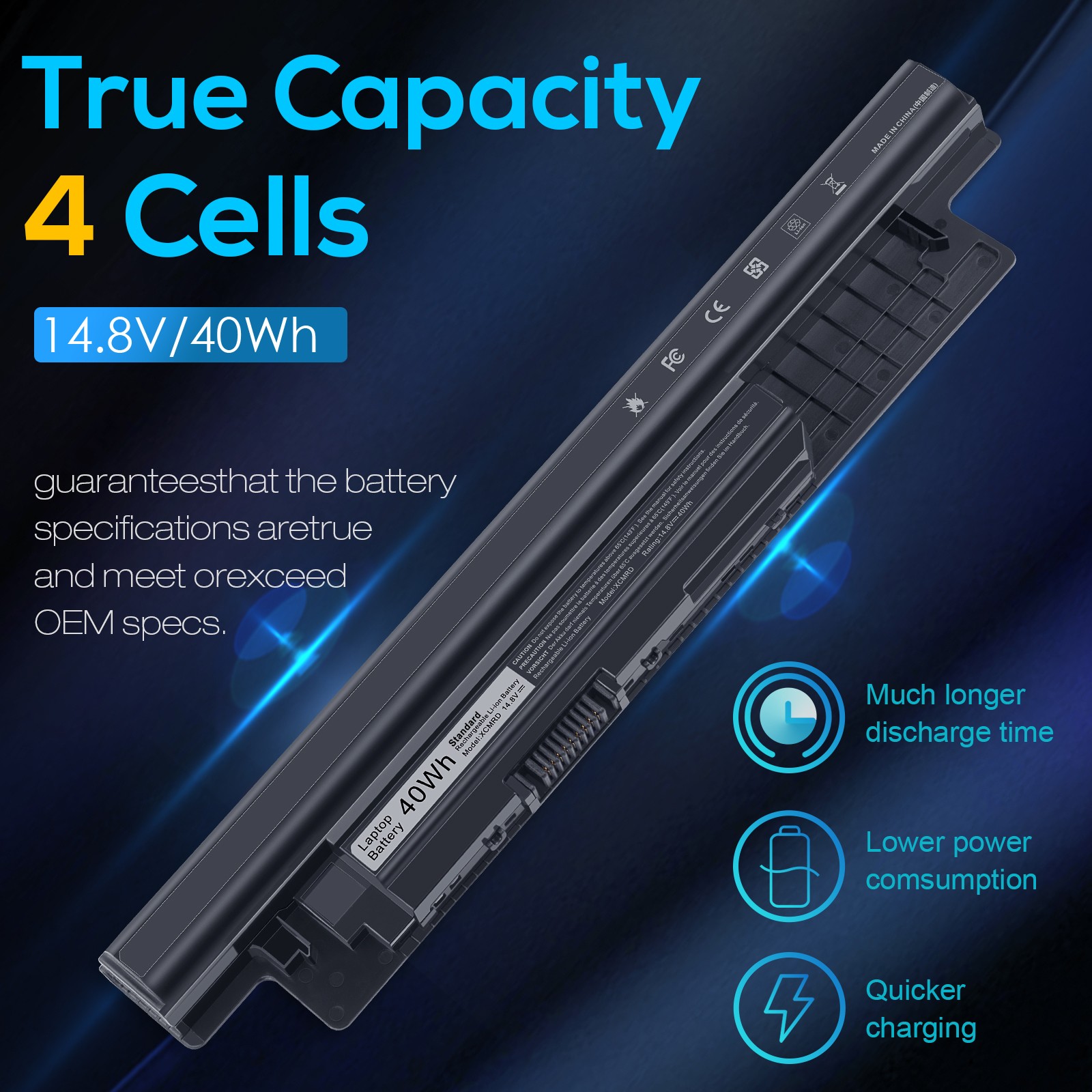 LOT Battery XCMRD For Dell Inspiron 15 3000 Series 3531 3537 3541 3542 3543 40Wh