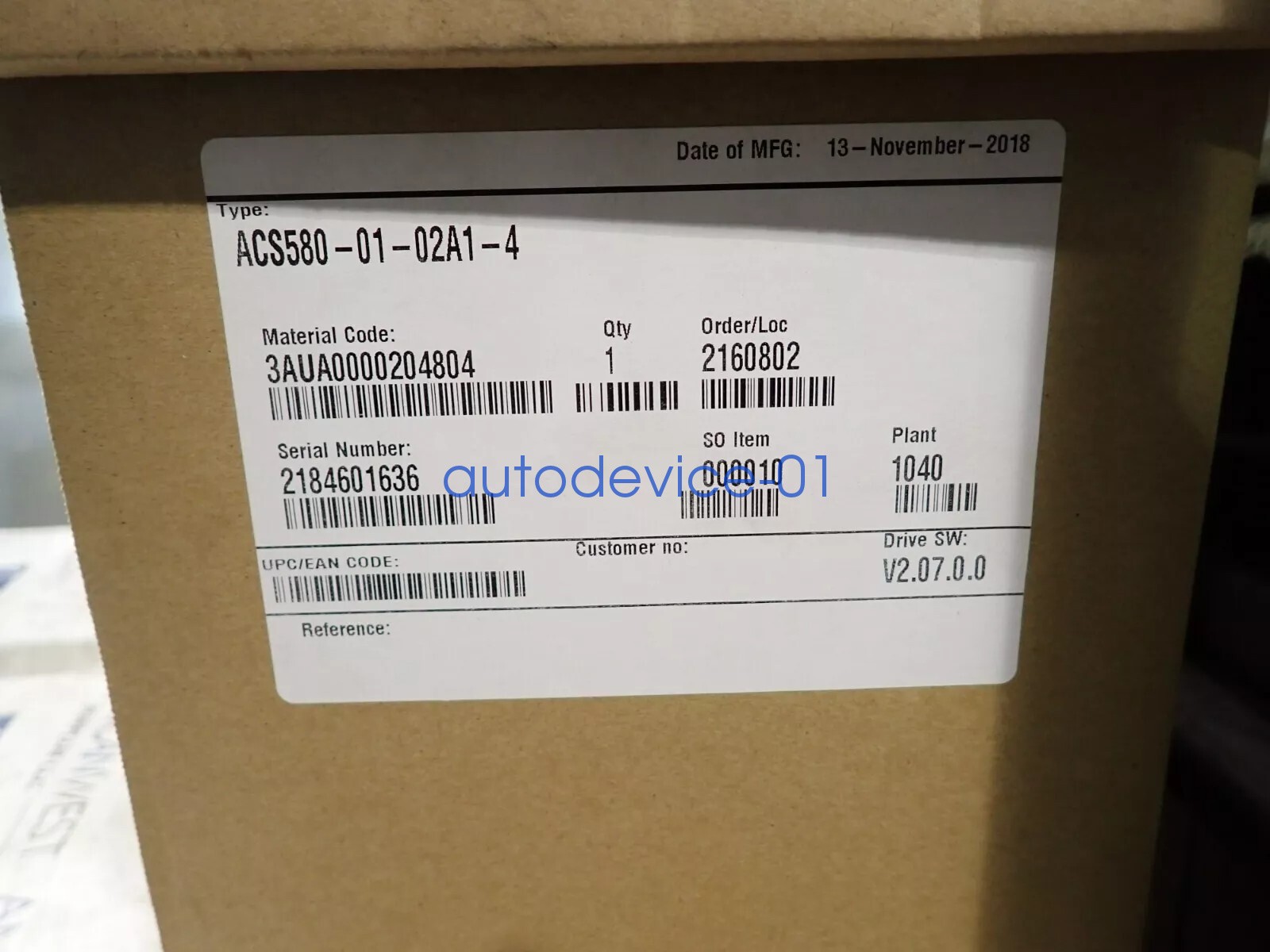 ABB ACS580-01-02A1-4 VFD AC Drive 1HP 0.75kW 2.1A DHL/FedEx