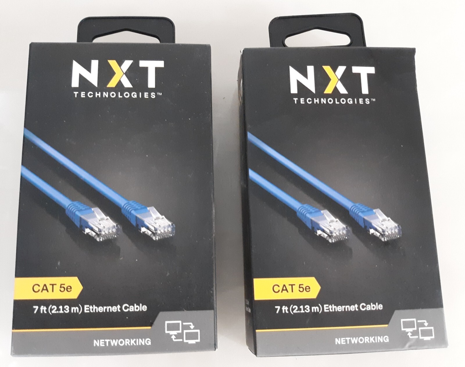 Pair of NXT Technologies CAT 5e 7ft. 2.13m Ethernet Cable NX29885 NEW *SEALED*