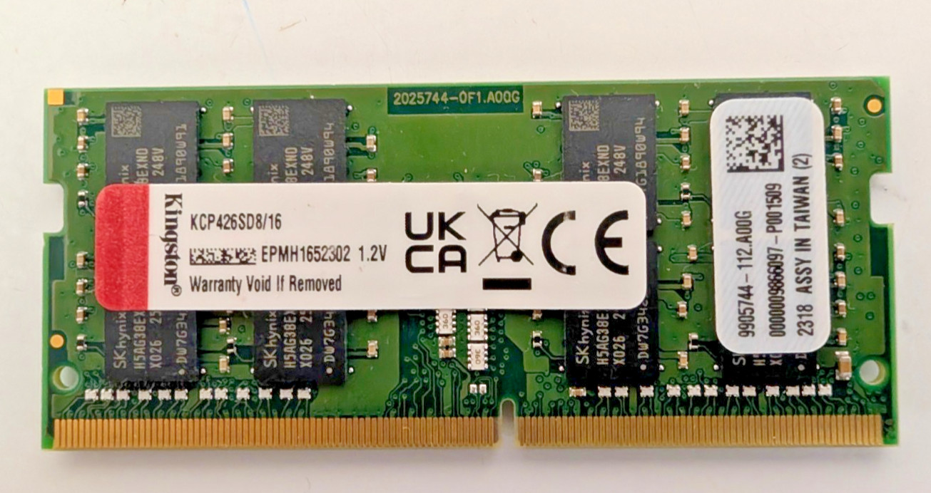 Kingston 16GB DDR4 2400 MHz PC4-19200 2Rx8 SODIMM Laptop Memory RAM KCP424SD8/16