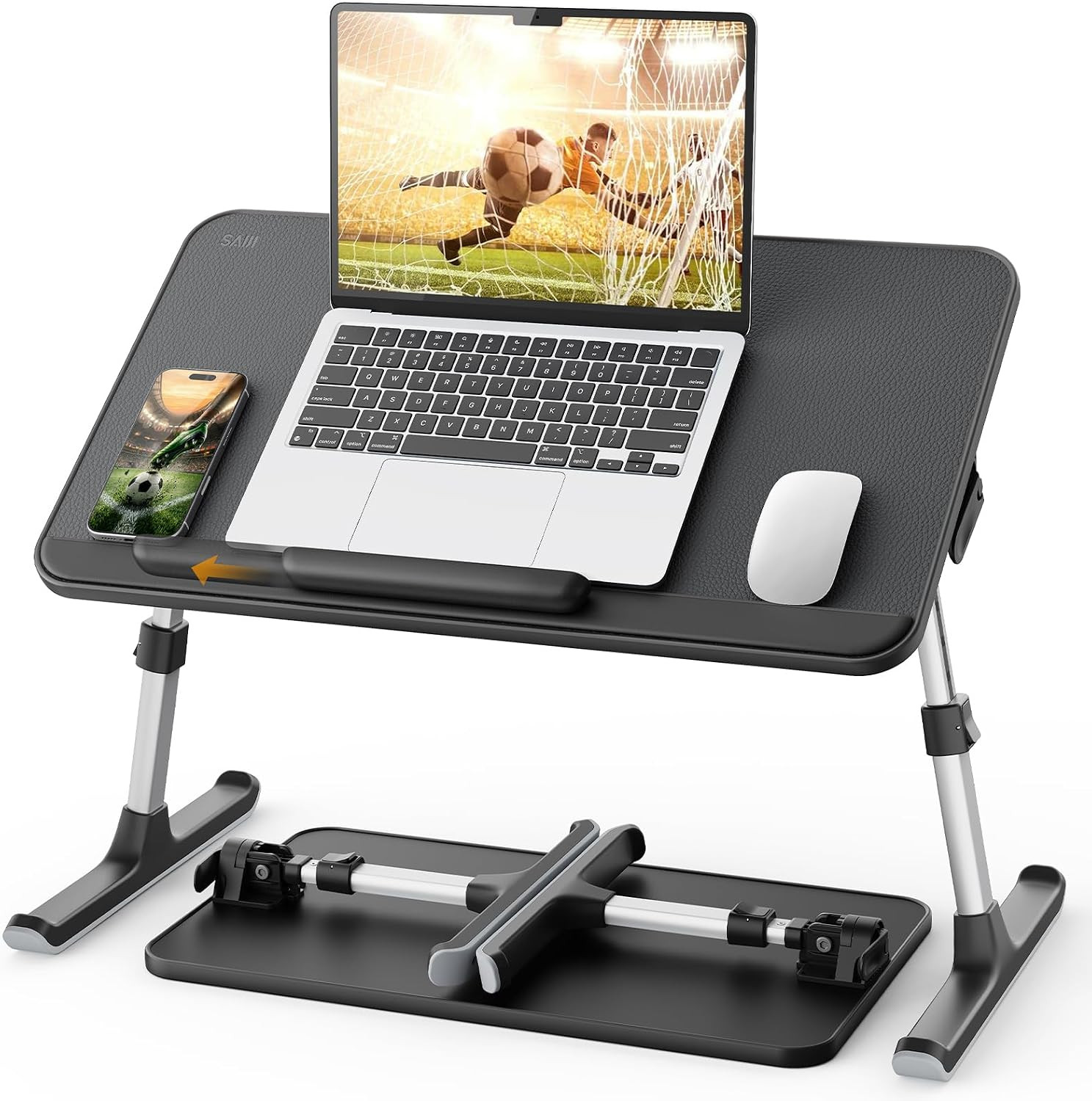 Non-Slip Leather Laptop Bed Tray Table, Lap Desk with Laptop Stopper 2