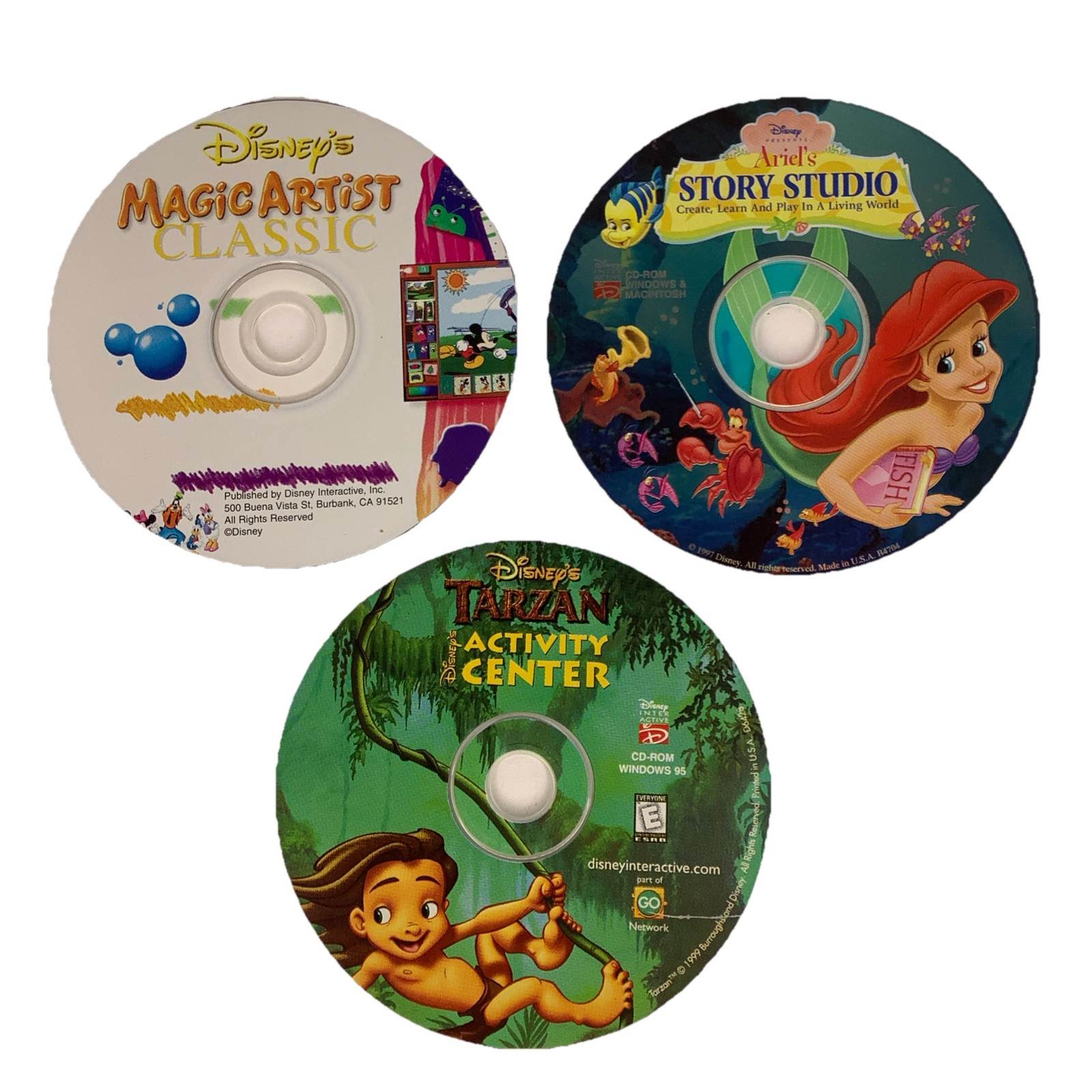 3 Lot of PC CD Game Disney  Ariel’s Story Studio  Tarzan Activity Center