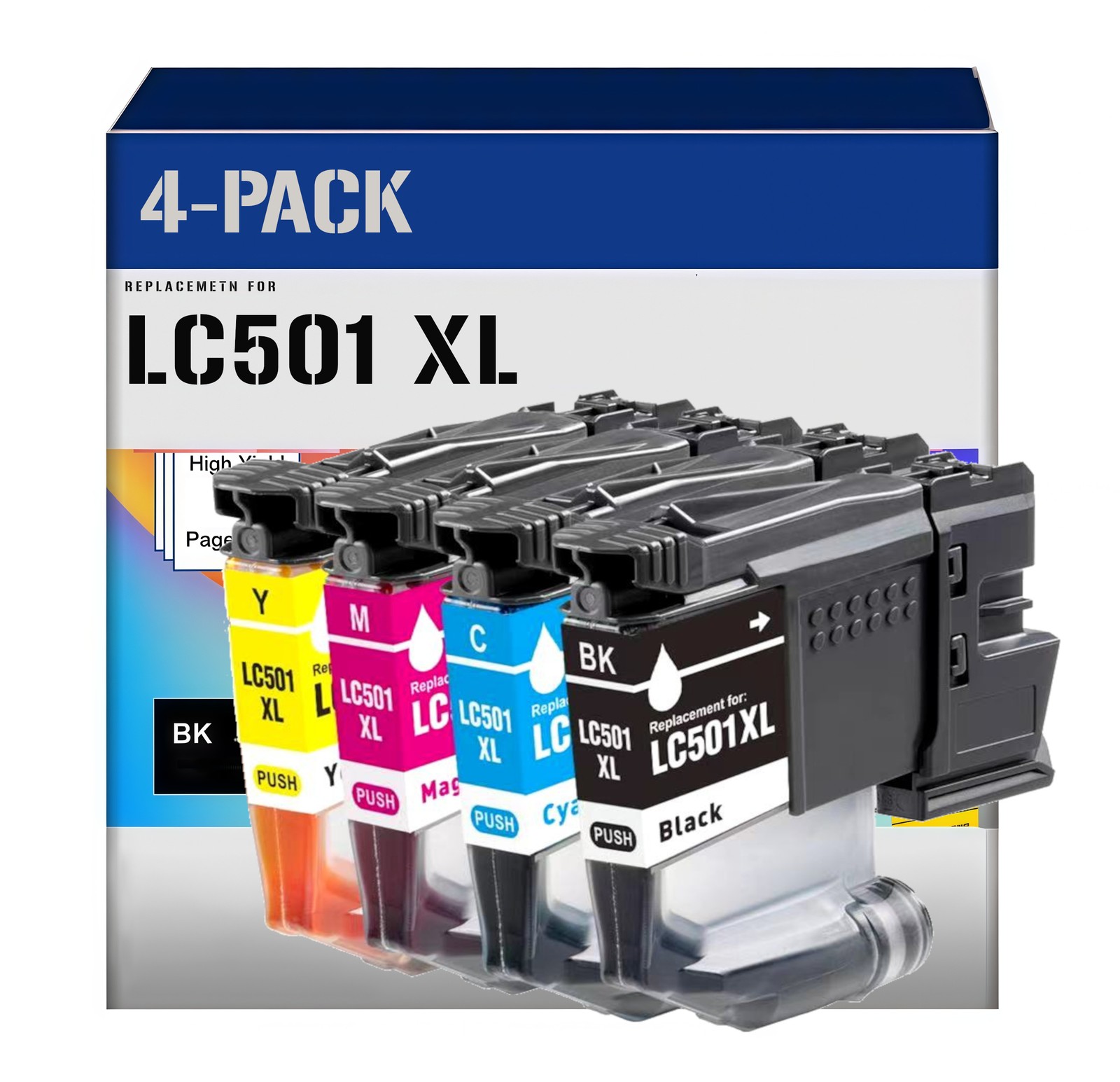 4pk LC501XL Ink Cartridges for Brother MFC-J1260DW MFC-J1360DW J1410DW LC501