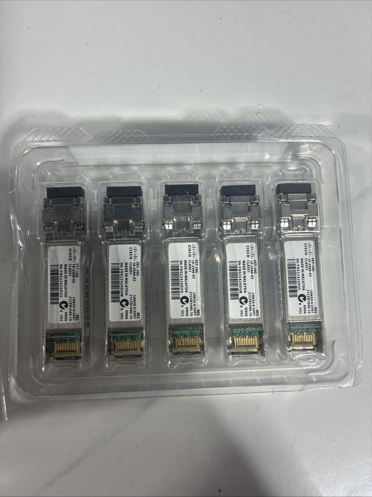 Lot of*5 CISCO FET-10G 10-2566-02 850nm SFP+ 21CFR1040 Optical Transceiver