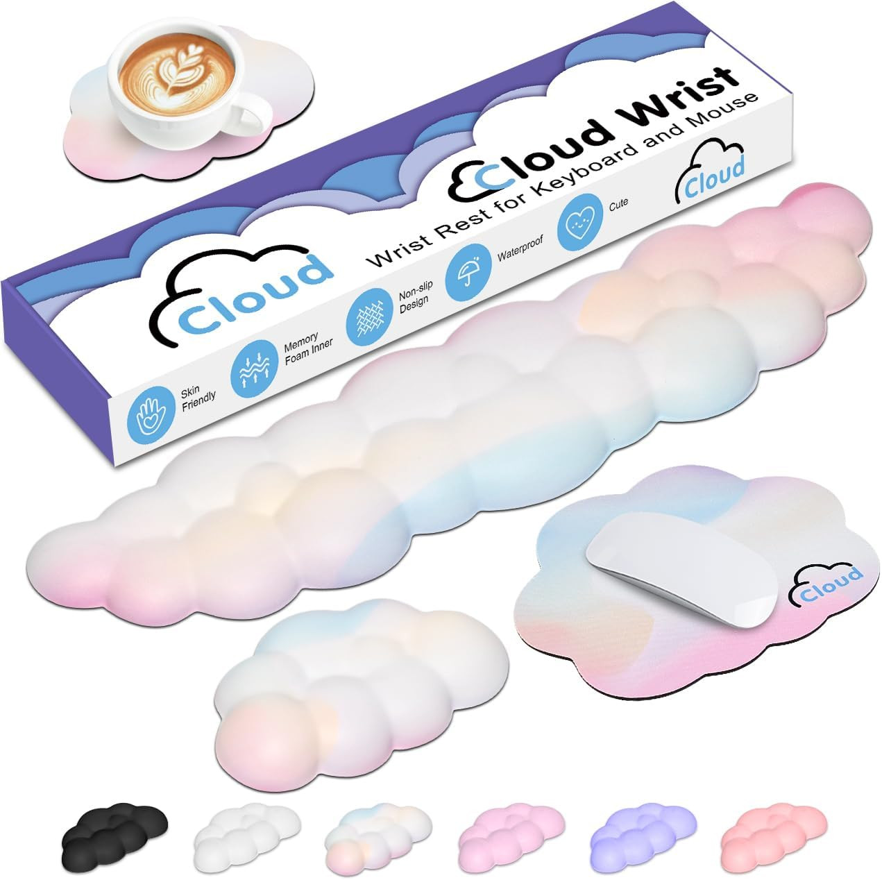 4 in 1 Ergonomic Leather Cloud Wrist Rest Keyboard and Mouse Pad & Coaster | Ful