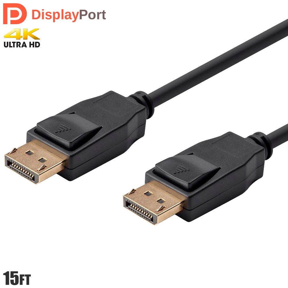 15FT DisplayPort DP 1.2a Male to Male Monitor Video Cable 4K 3D PC Mac Gold