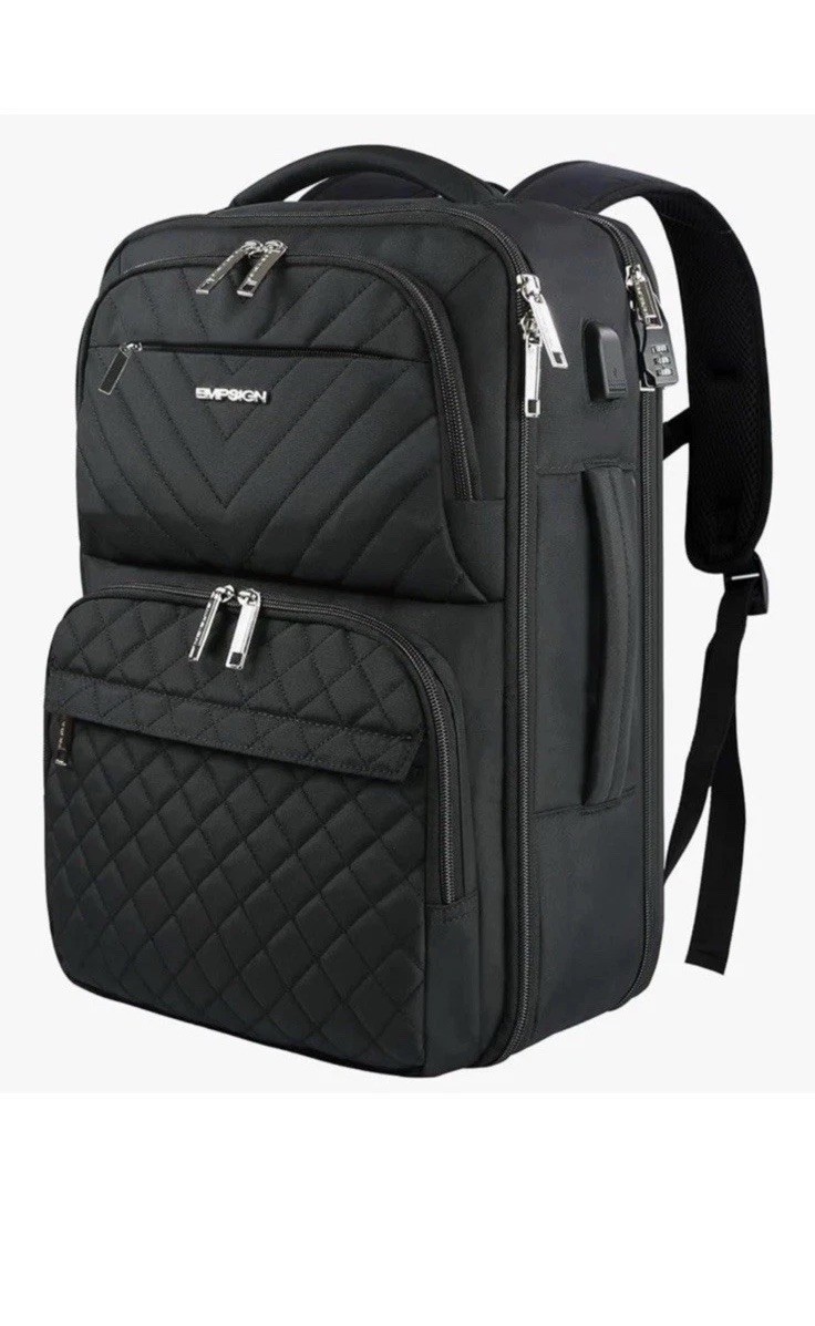 EMPSIGN Carry On Travel Backpack Airline Approved Large Laptop Backpack Black