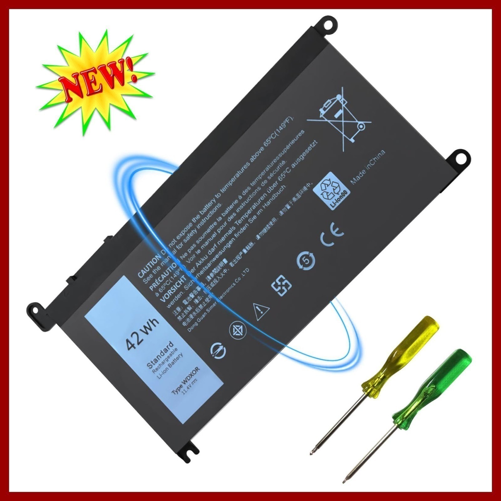 New Gihebac WDX0R Laptop Battery 42Wh 11.4V Li-ion Replacement HP Pavilion 15-da