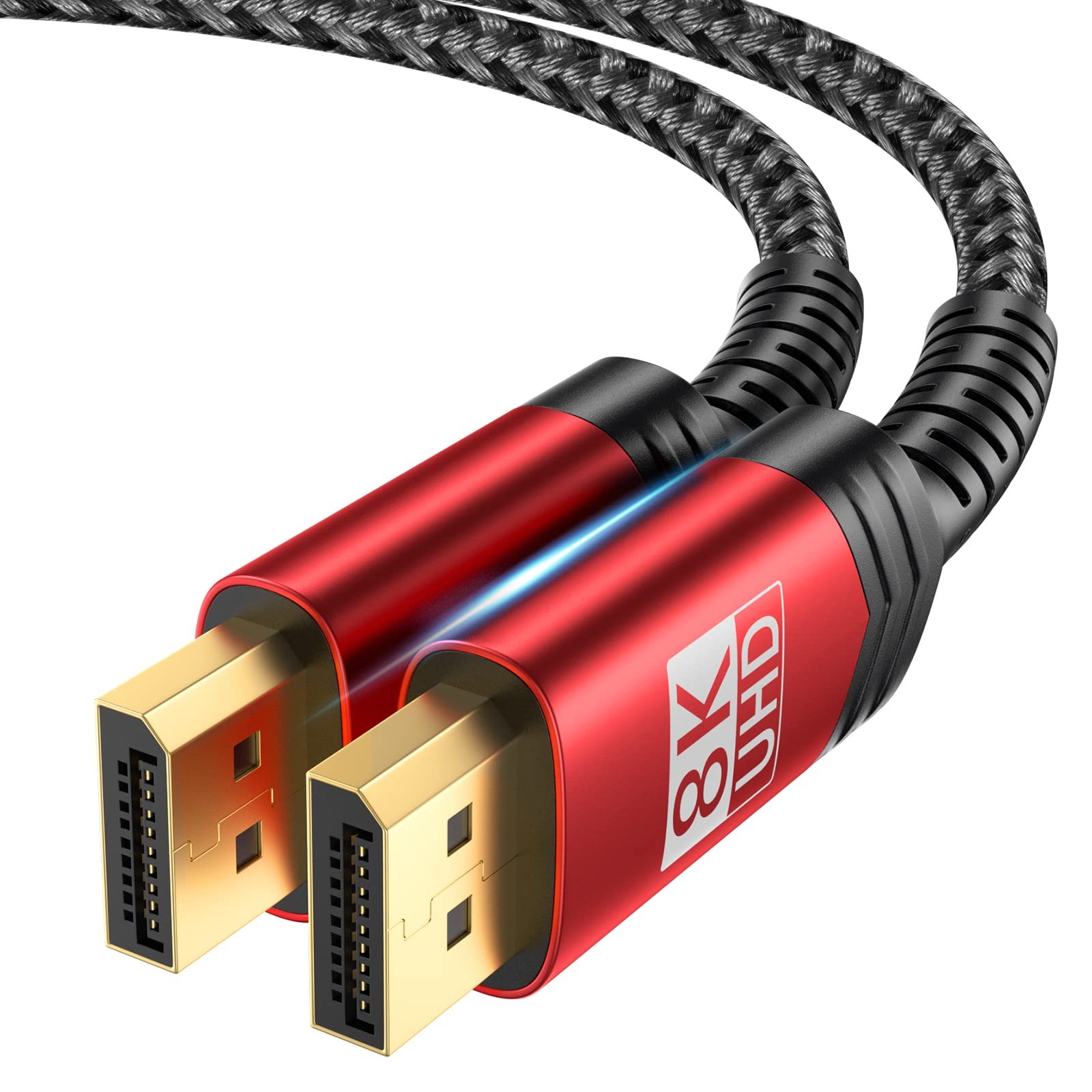 JSAUX 8K Displayport Cable 1.4, DP to 10ft(8K@60Hz, 10ft, Red