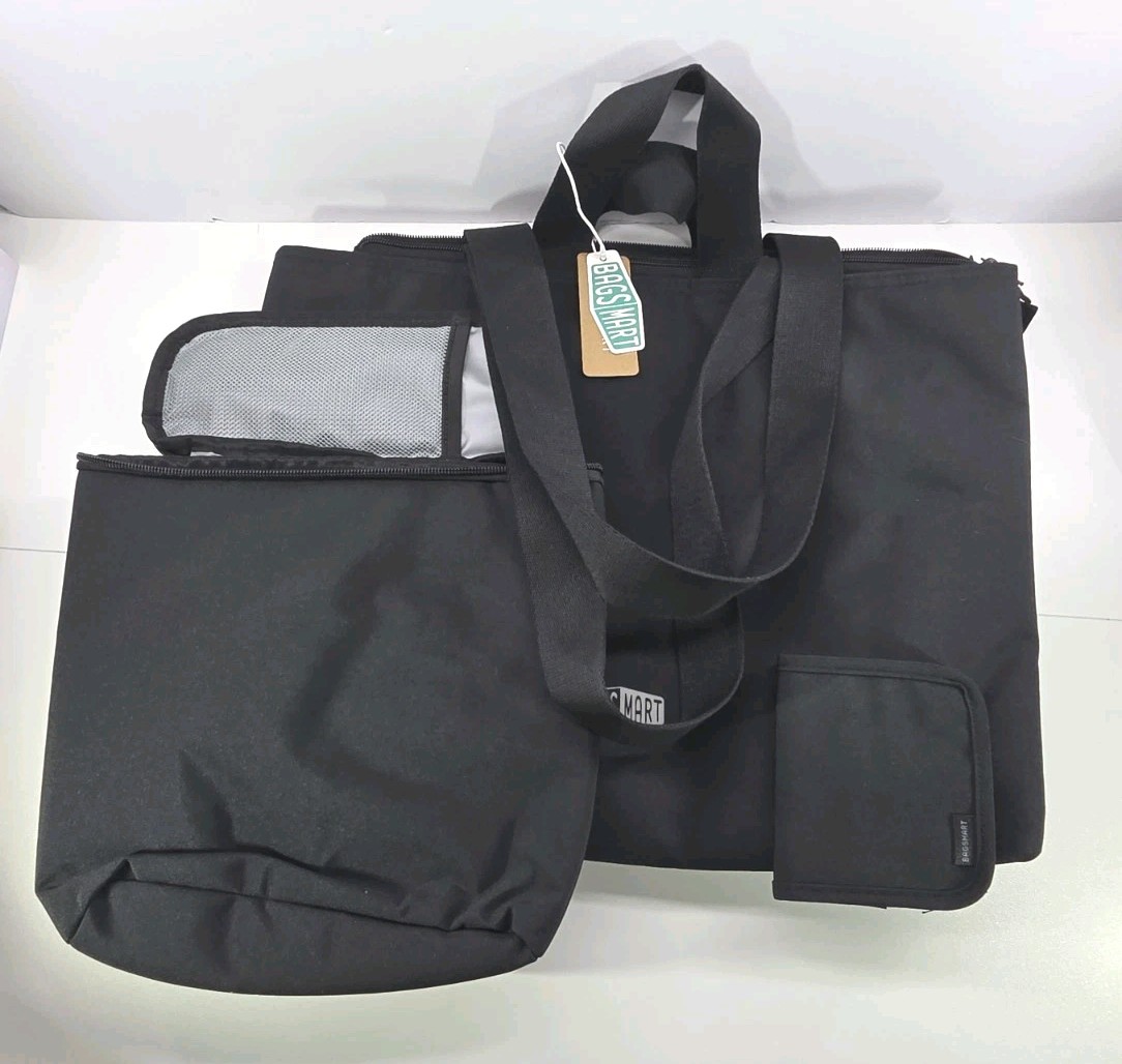 Bagsmart Lightweight Messenger & Laptop Bag 25L Work Tote - Black