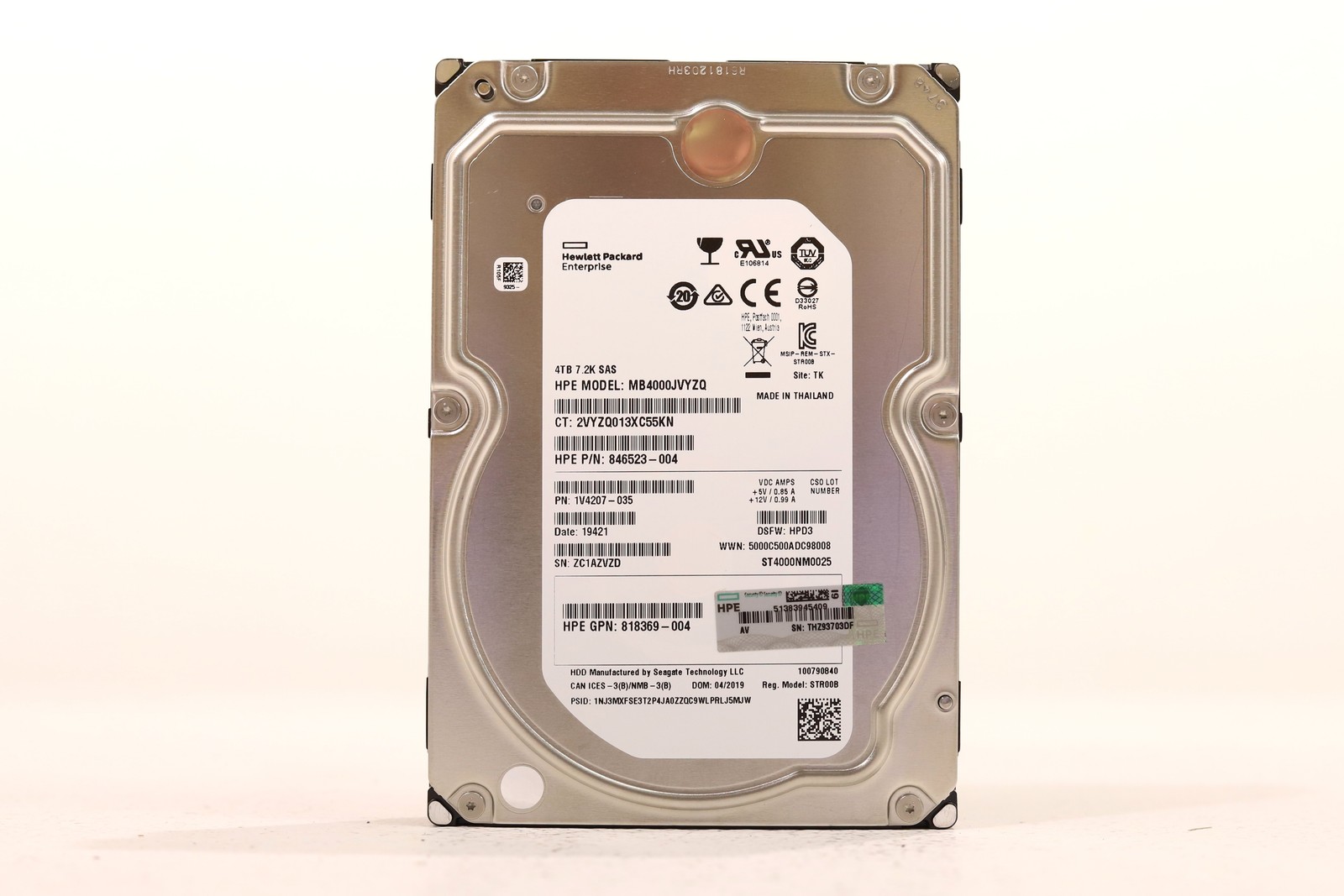 HPE MB4000JVYZQ 4TB 3.5" 6Gb/s 7.2K RPM SAS Server Drive P/N: 818369-004 Tested