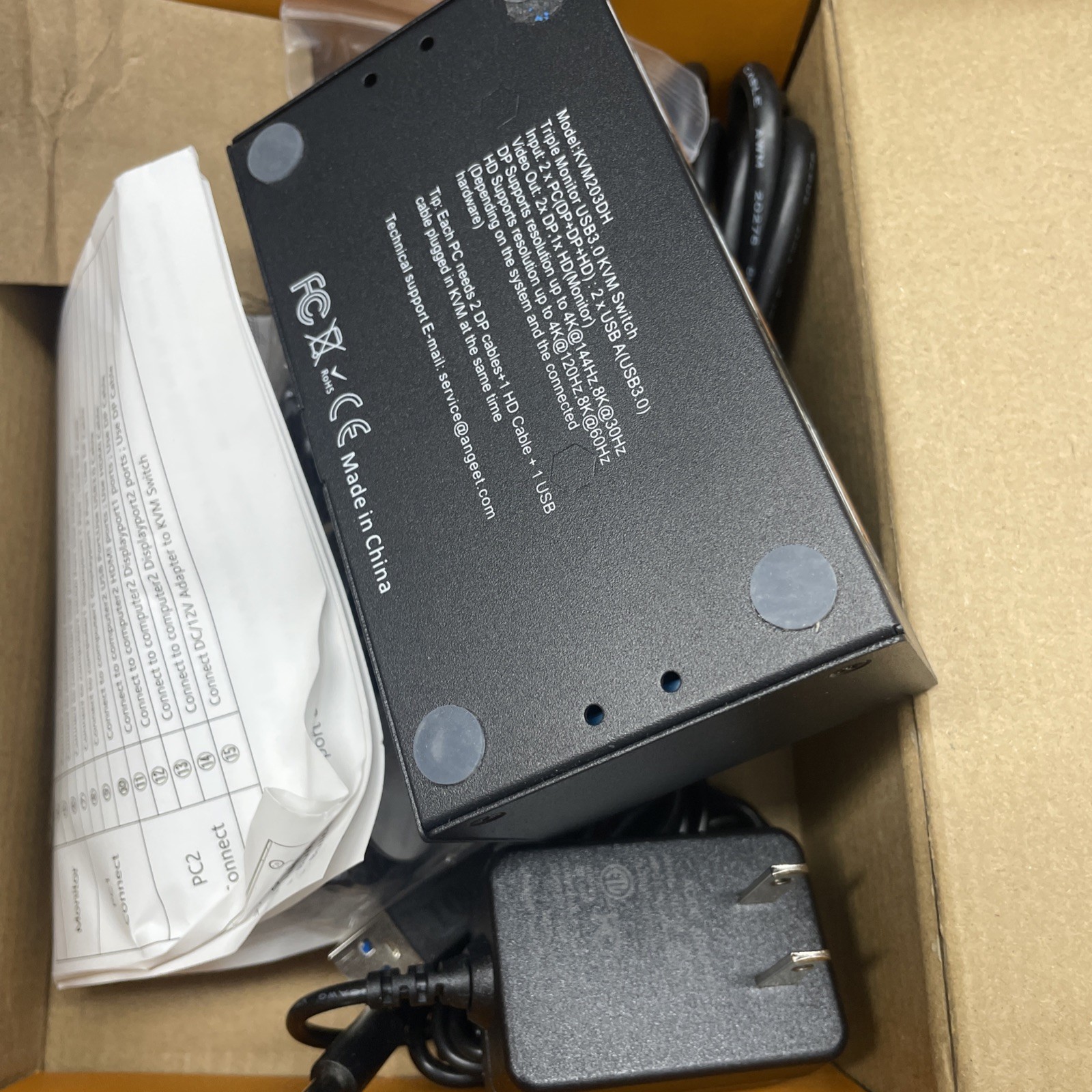 AOOCOO KVM Switch 2 PC 3 Monitor 8K@60Hz 4K@144Hz HDMI+DP USB3.0 Remote Ctrl