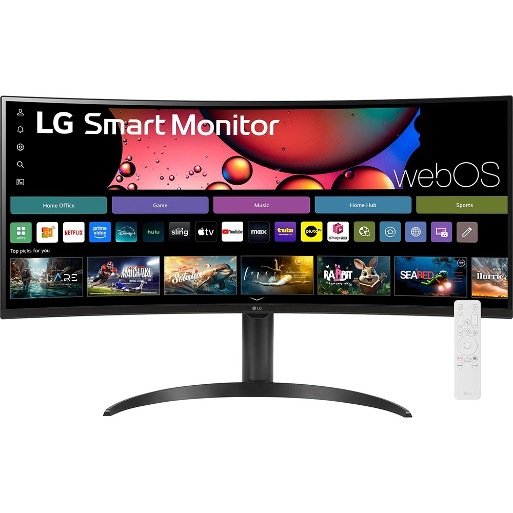 LG 34" Smart Monitor WQHD 1440P Curved Screen 100Hz with Adjustable Stand, Open