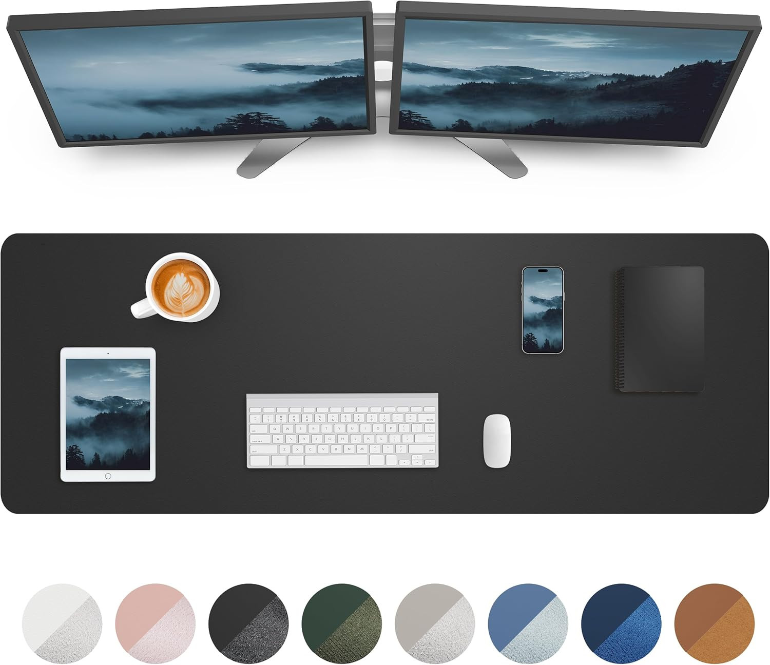 Large Desk Mat,55" X 17"Leather Desk Pad Protector,Large Mouse Pad,Non-Slip PU L