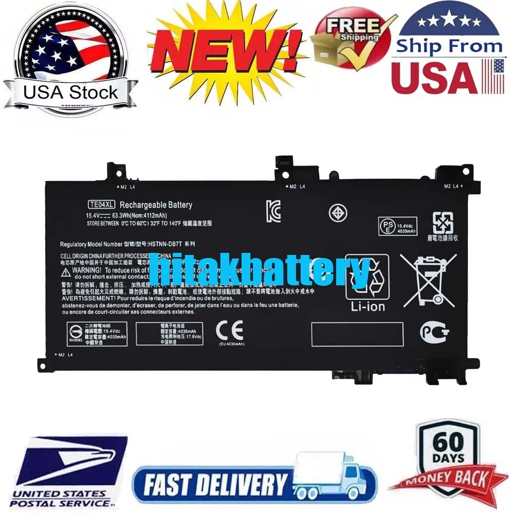 63.3Wh TE03XL Battery for HP HSTNN-UB7A TPN-Q173 AX020TX 15-AX033TX TE04XL 15.4V