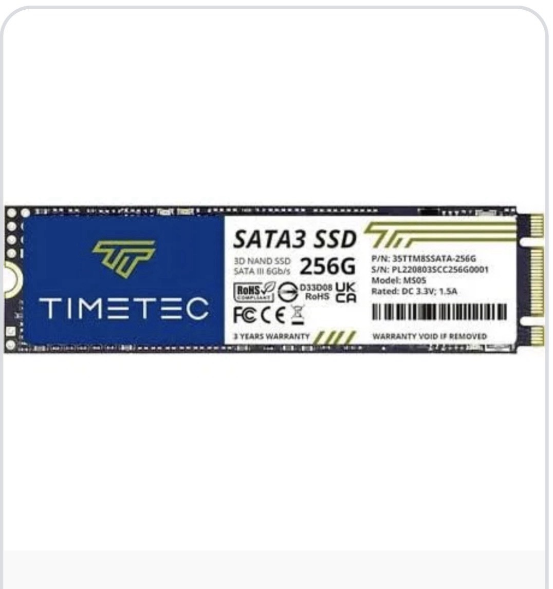 Timetec Sata3 256GB SSD NVMe PCIe 8Gb/s M.2 2280 3D NAND NEW, opened box