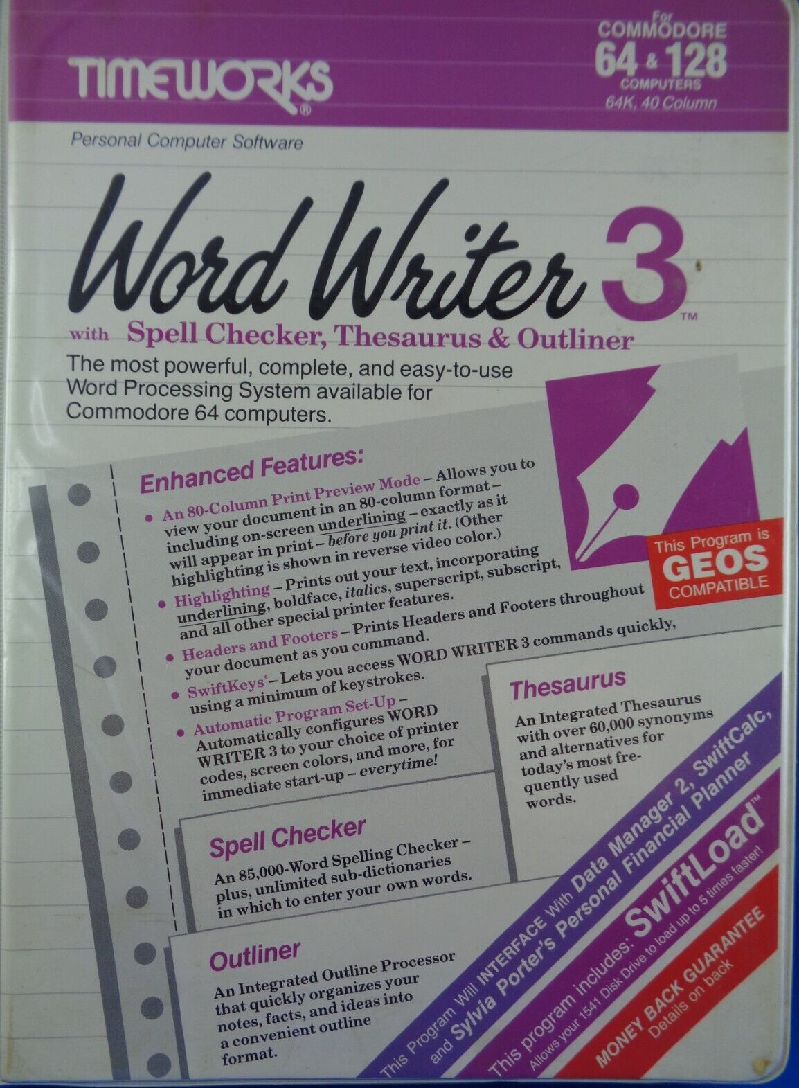 COMMODORE 64/128 -- WORD WRITER 3 (TIMEWORKS)