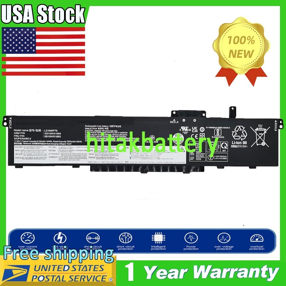 Battery For Lenovo ThinkPad P16 1st Gen (2022) Series L21C6P70 L21D6P70 L21L6P70