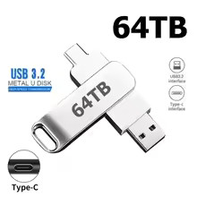 USB 3.2 Flash Drive High Speed 2TB 16TB 64TB Type-C 2-in-1 OTG Pendrive U Disk