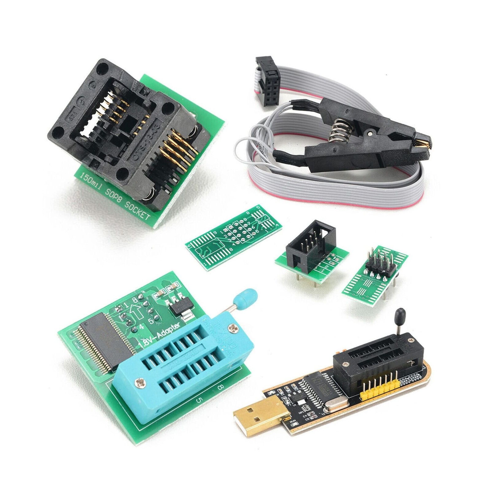 CH341A USB Program Kit 24/25 Series EEPROM Flash BIOS SOIC8 SOP8 Clip Adapter...