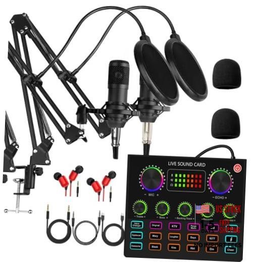 Podcast Equipment Bundle for 2, V8mx Audio Interface with Voice V8MAX KIT FOR 2