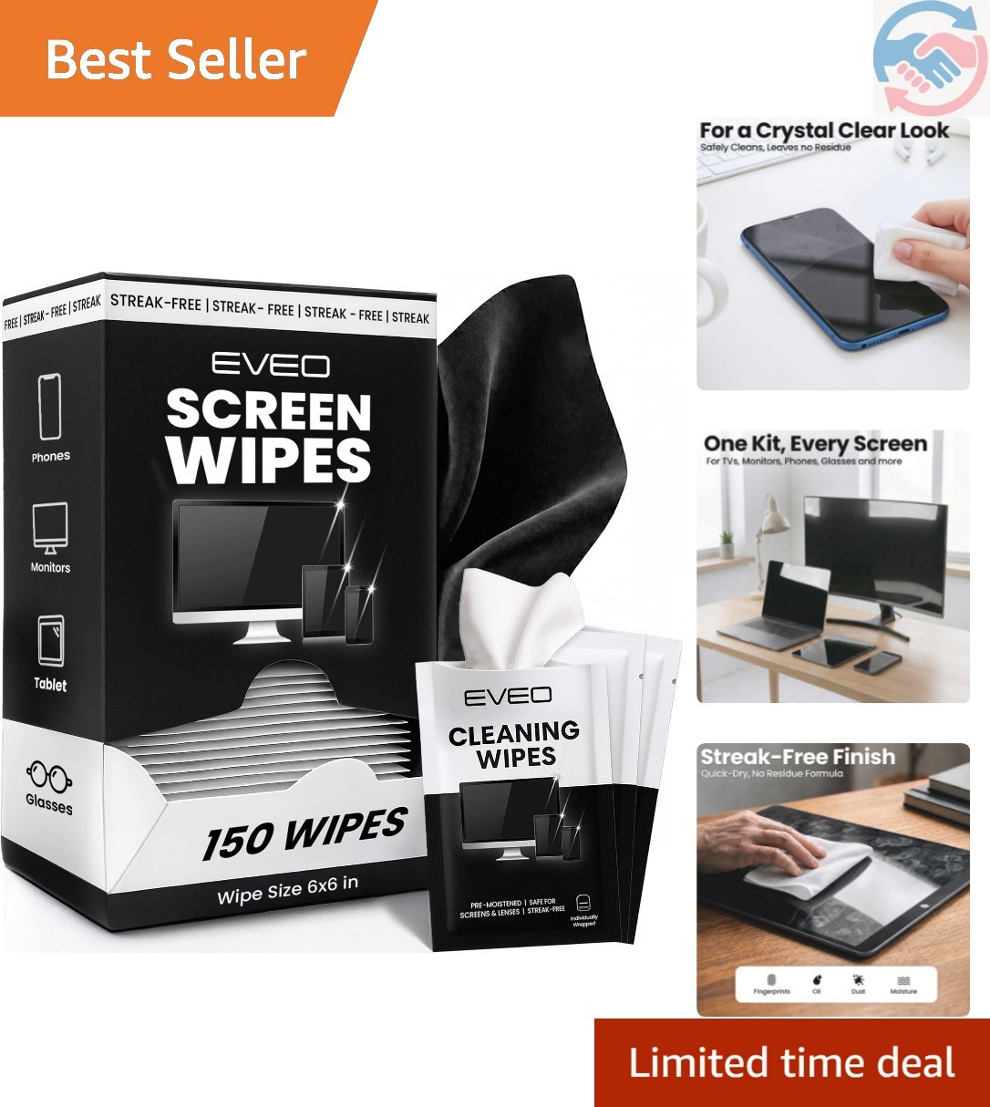Screen Wipes 150 Pack - Electronic Wipes, Computer Screen Cleaner Wipes for E...