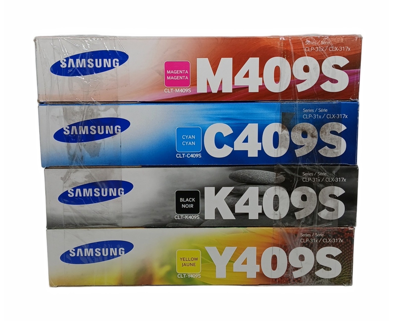 Lot of 4 Samsung Toner Cartridges Magenta Cyan Black & Yellow