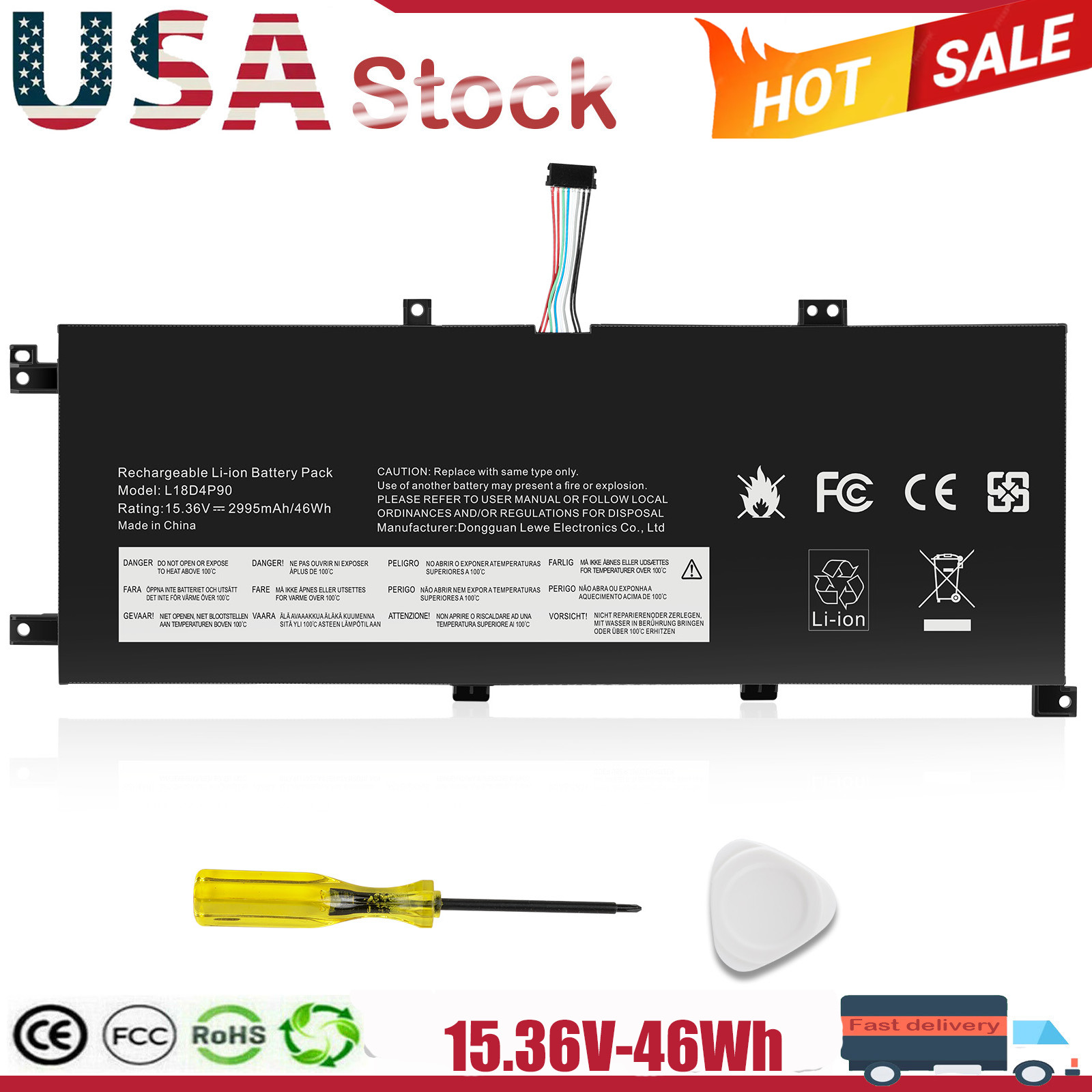 L18C4P90 L18D4P90 46Wh laptop Battery For Lenovo ThinkPad L13 1st/2nd Gen US
