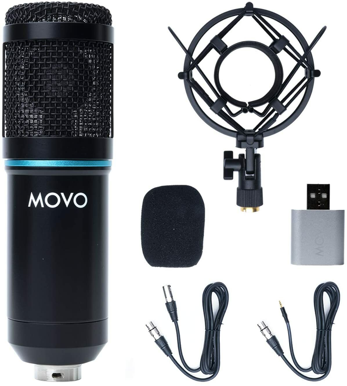 Movo PC-M6 Universal Cardioid Podcasting Microphone for XLR, 3.5mm and USB