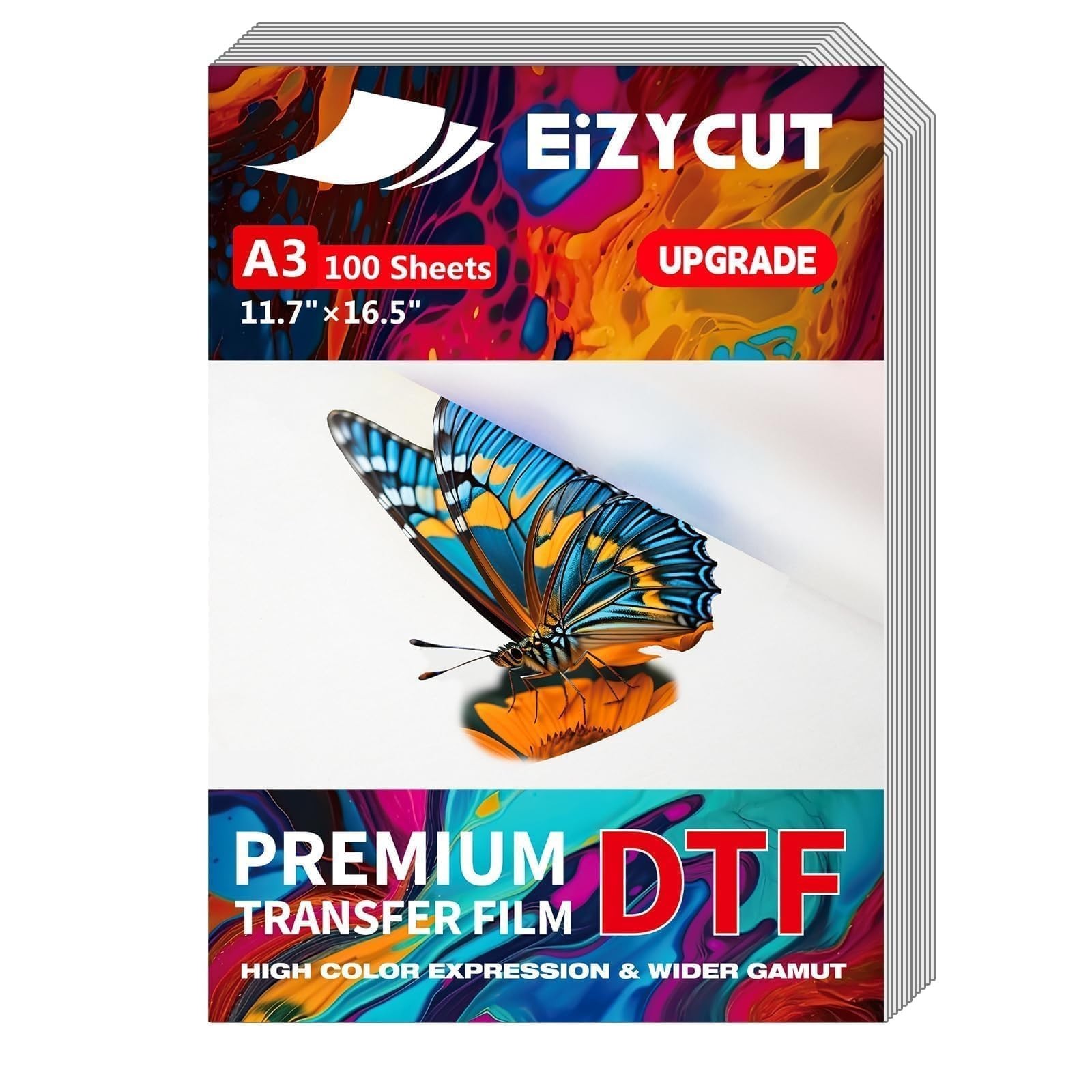 DTF Transfer Film - A3 100 Sheets 11.7"x16.5" Double-Sided Matte, Premium DTF...