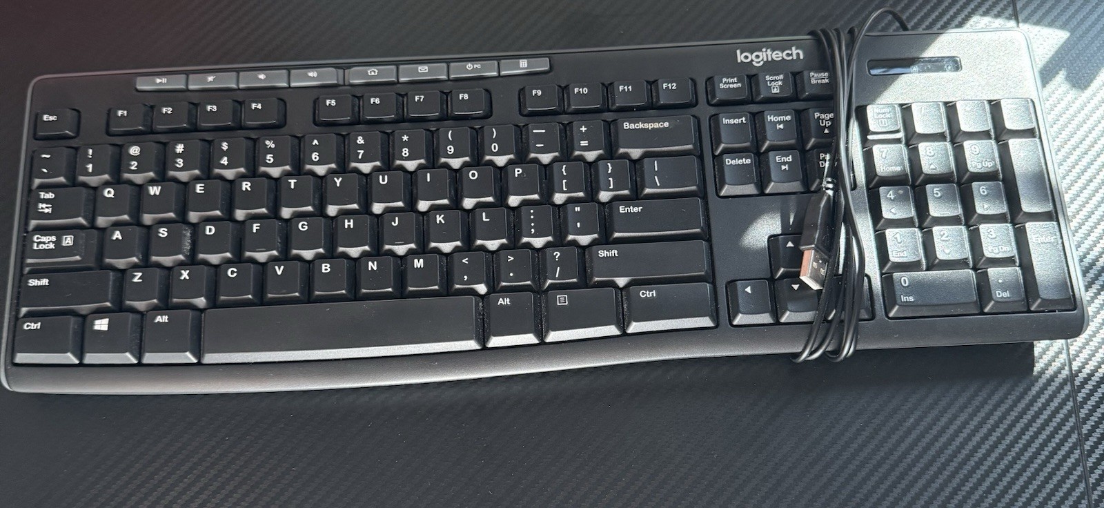 Logitech Wired USB Keyboard K200 Standard Black TESTED 