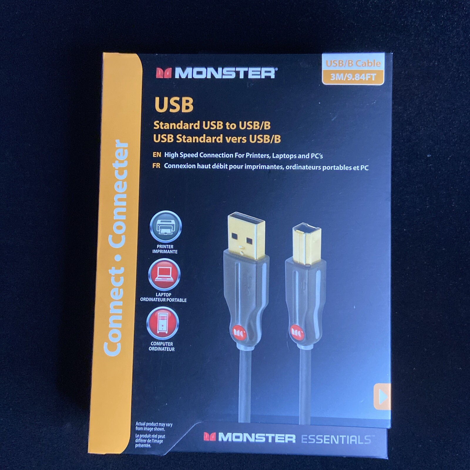 Monster Essentials Standard USB to USB/B Cable Black 3M/9.84Ft - Brand New
