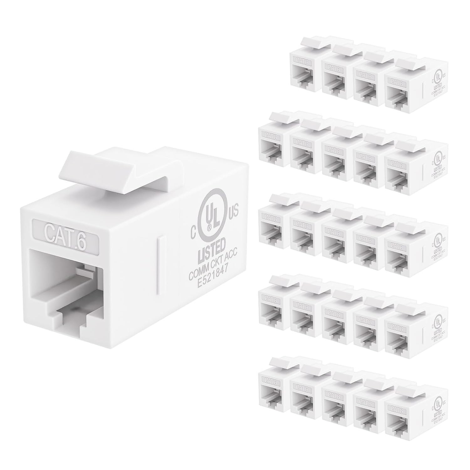 UL Listed 25-Pack RJ45 CAT6 Keystone Coupler Female to Female Insert Coupler ...