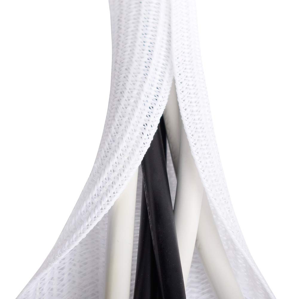 6.6ft  4/5 inch White Cable Sleeve, Cable Organizer for Desk PC TV Computer, ...