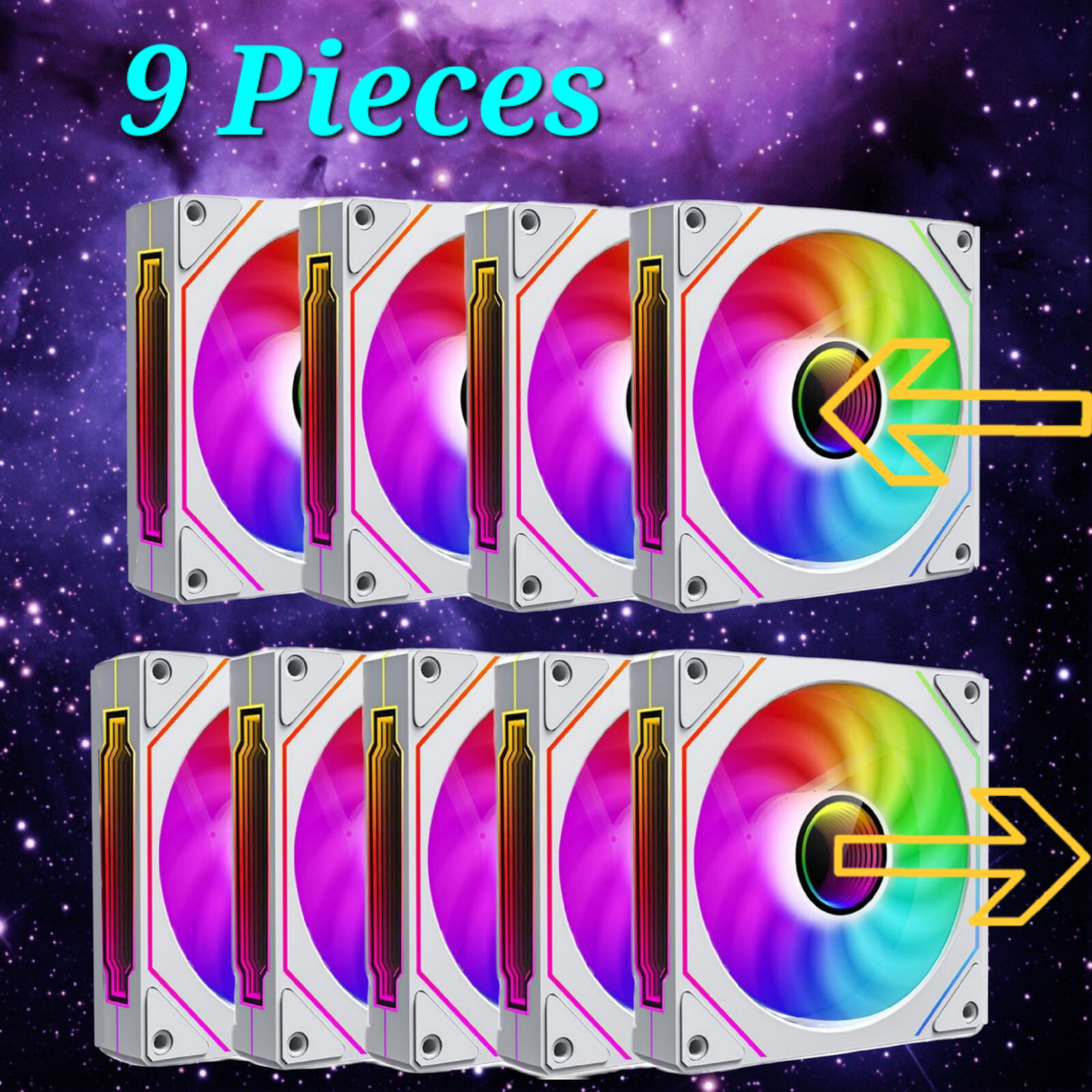 9Pcs Upsiren Abyss UF1 Prism 4 Pro 120mm Infinite Mirror aRGB PC Fans DaisyChain