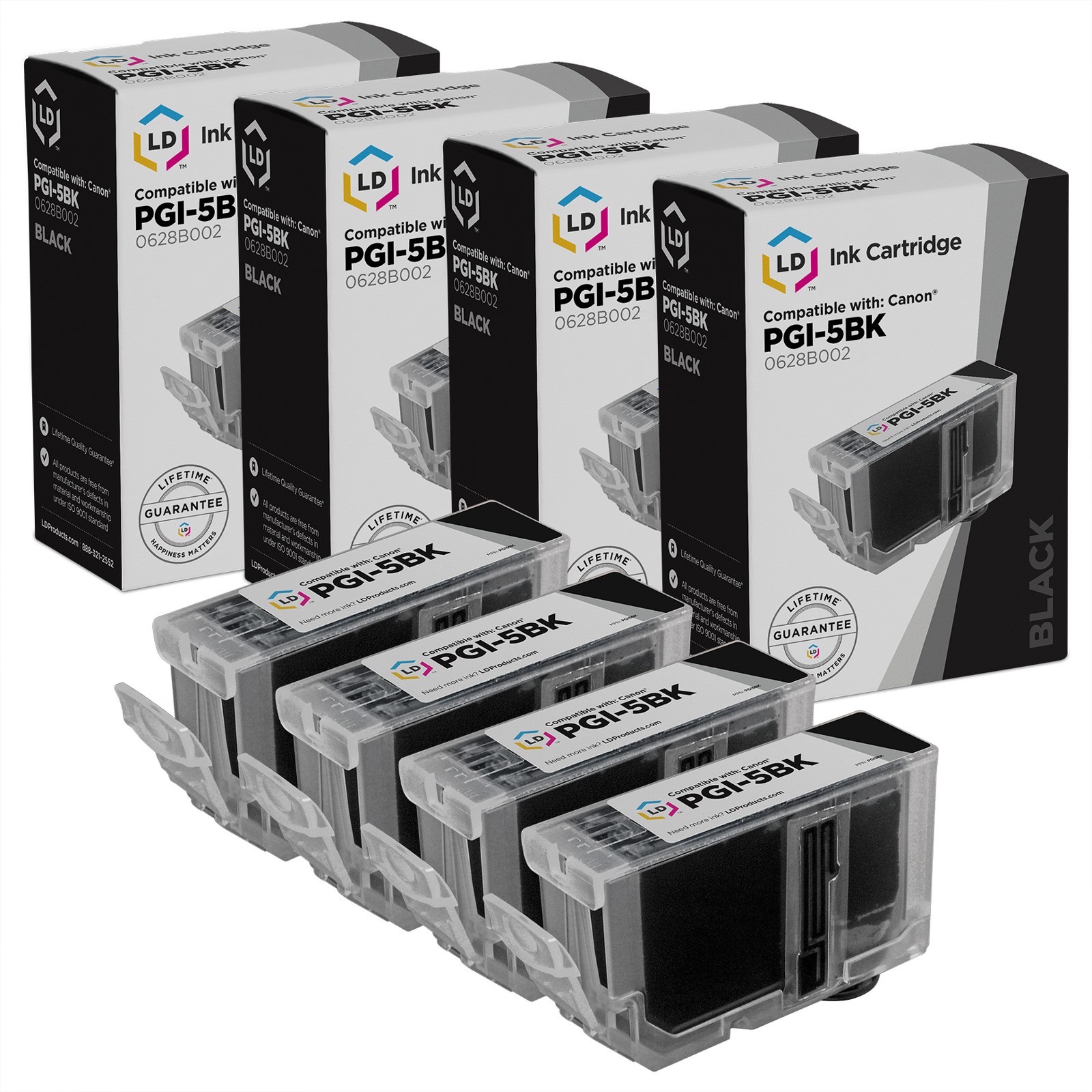 LDPGI5BK 4pk Black 0628B002 For Canon PIXMA iP3300 iP3500 iP4200 iP4300 MP800R