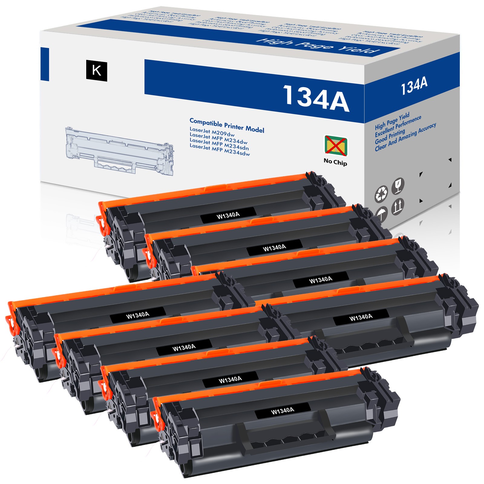 8 PK W1340A 134A Toner Cartridges for HP MFP M234dw M209dw Printer [No Chip]