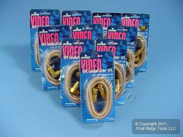 Leviton C5243-6GO Gold Oxygen Free 6 Feet Video Coaxial Patch Cables 10pcs