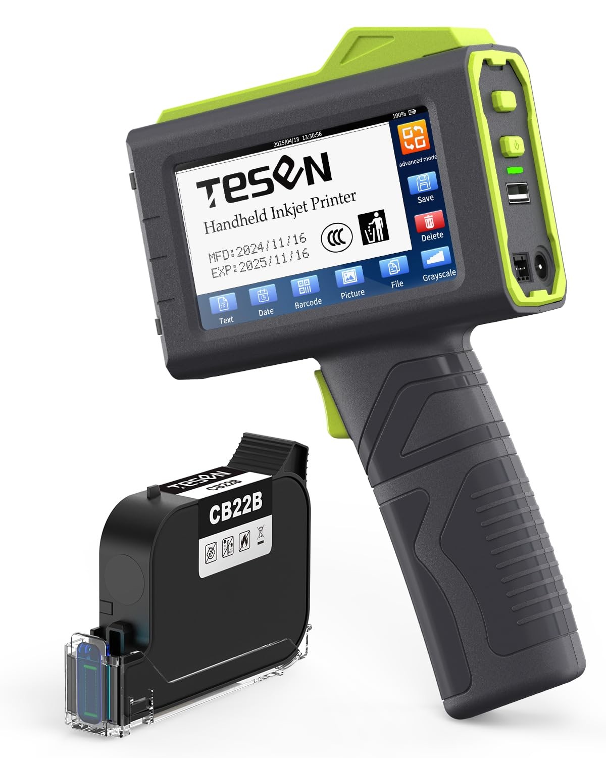 TESEN Upgraded Handheld Printer at 0.5 Inch Print Height with Sensor Printing on
