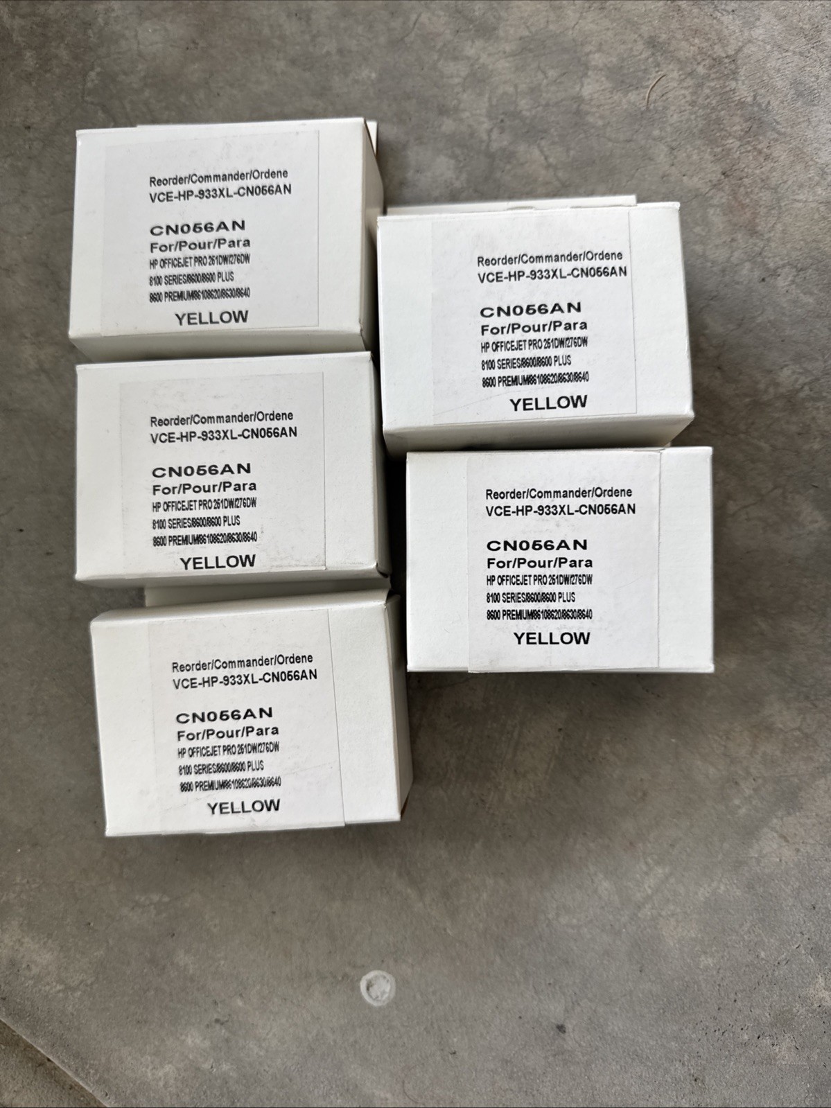 5x LOT HP 933xl High Yield Yellow Ink Cartridge Cn056an