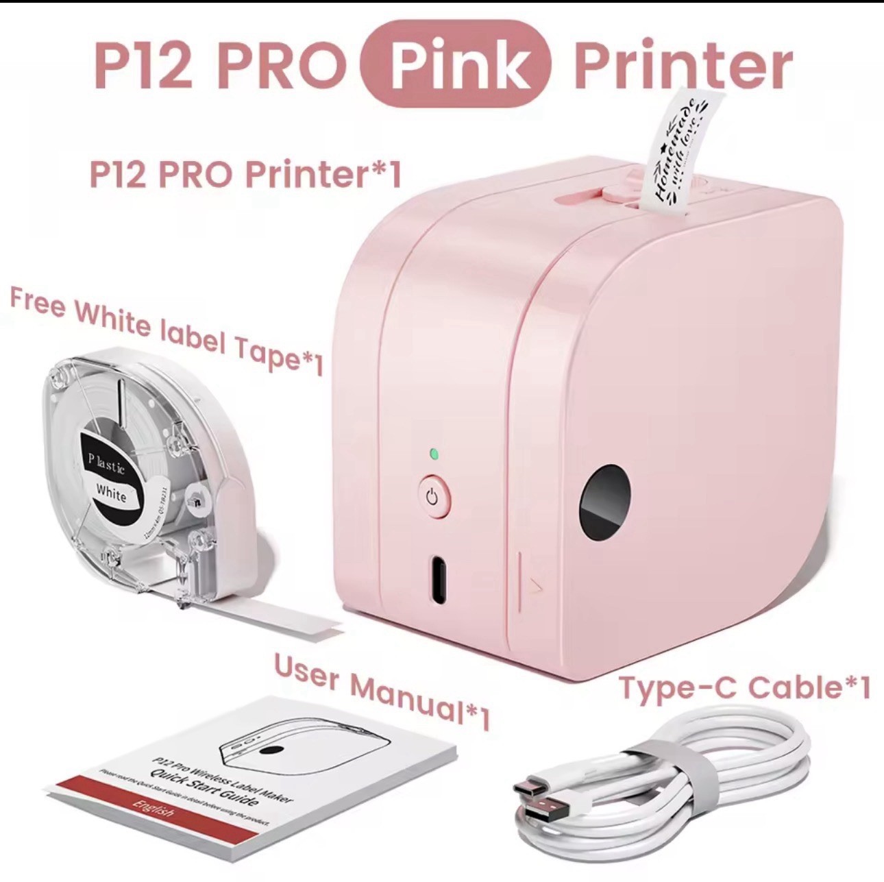 Label Maker Machine with Tape, P12 Ribbon Printer Machine Small Bluetooth Lab...