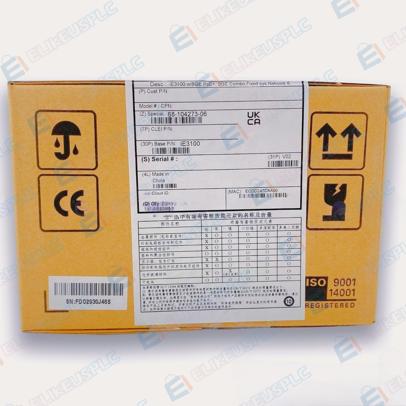 Cisco Systems IE-3100-8P2C-E with 8GE PoE+ 2GE Combo New Sealed MMD0