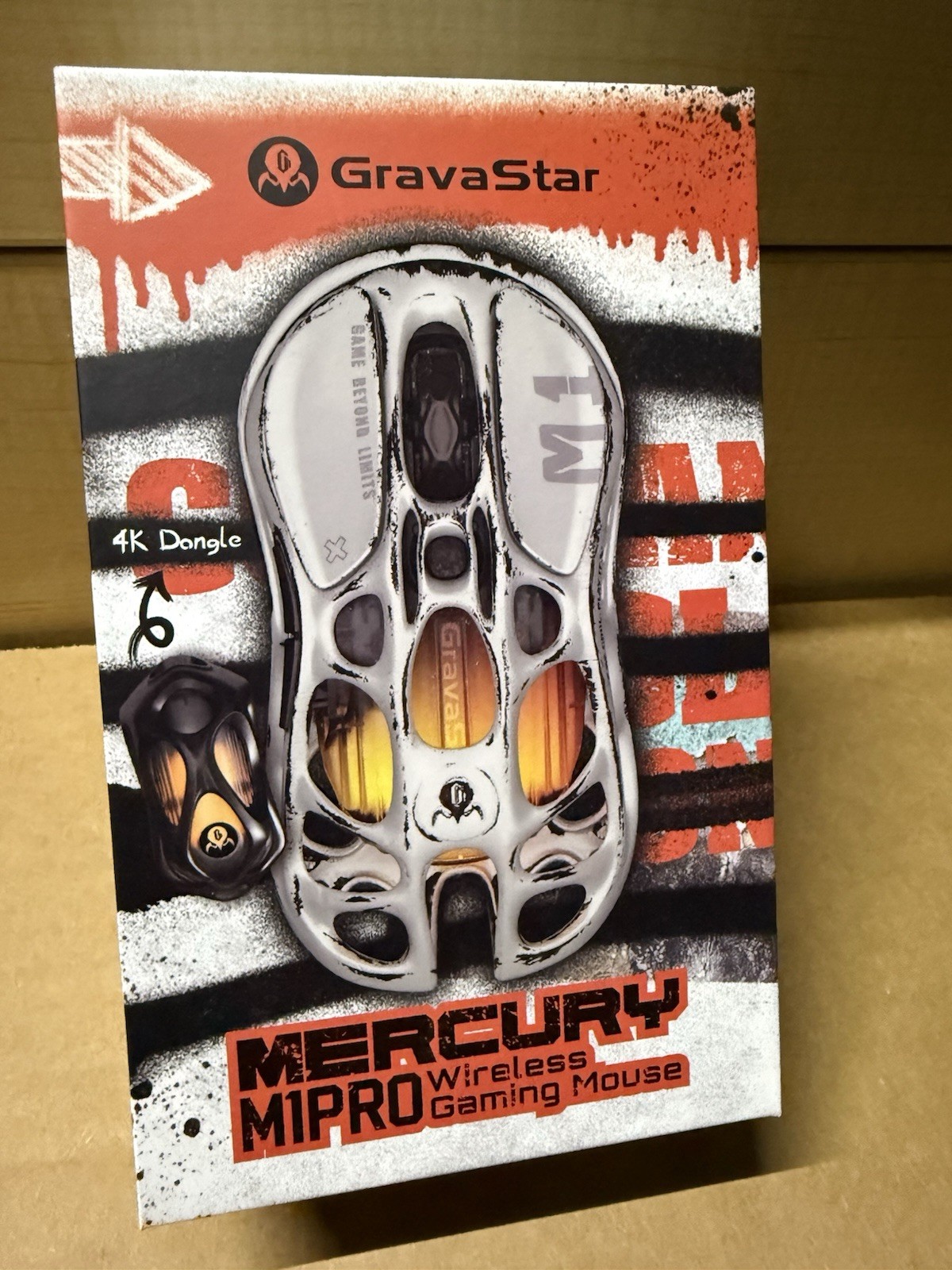 GravaStar Mercury M1 Pro Battle-Worn Silver Mist Wireless Gaming Mouse 4K Dongle