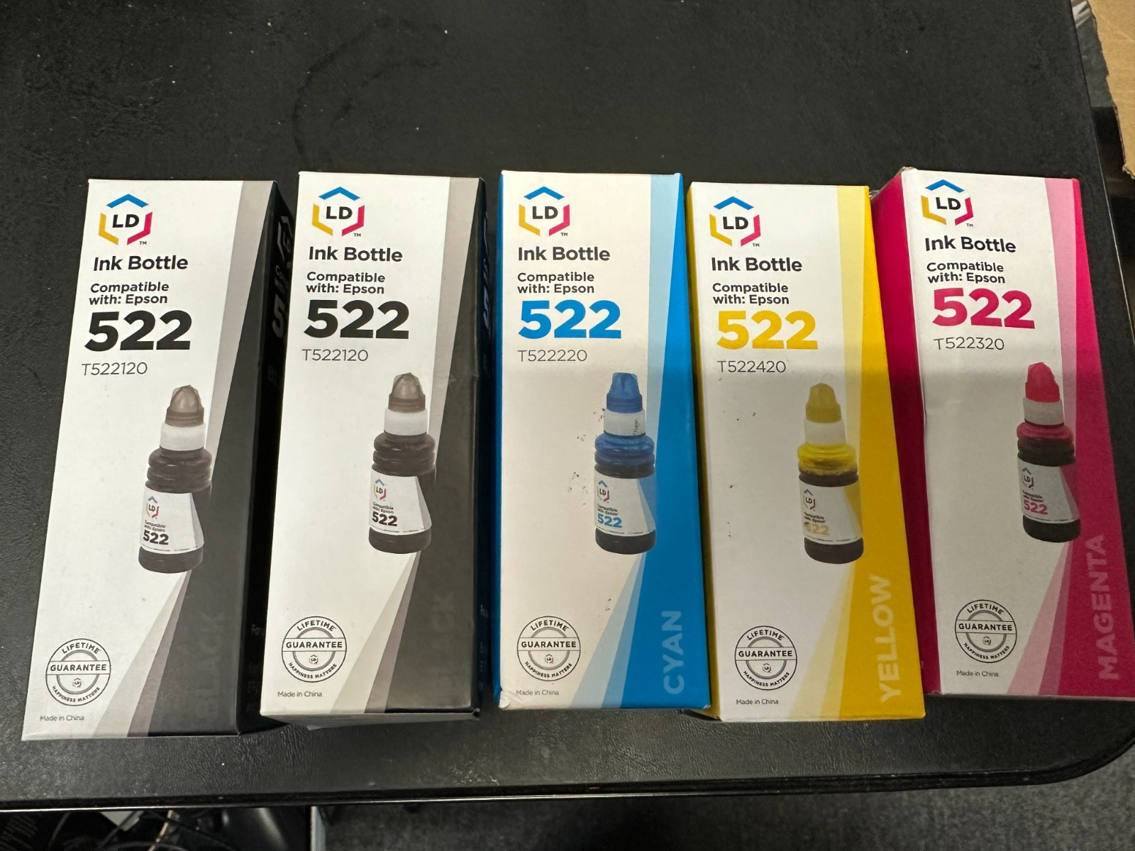 LD Compatible Epson 522 EcoTank Ink Bottles Cyan Magenta Yellow 2 Black