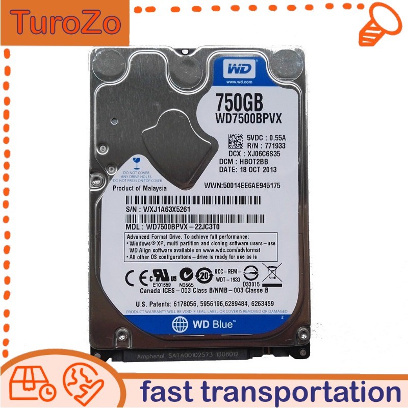 WD7500BPVX Original Western Digital 750GB 5400RPM 2.5" Laptop Hard Disk Drive