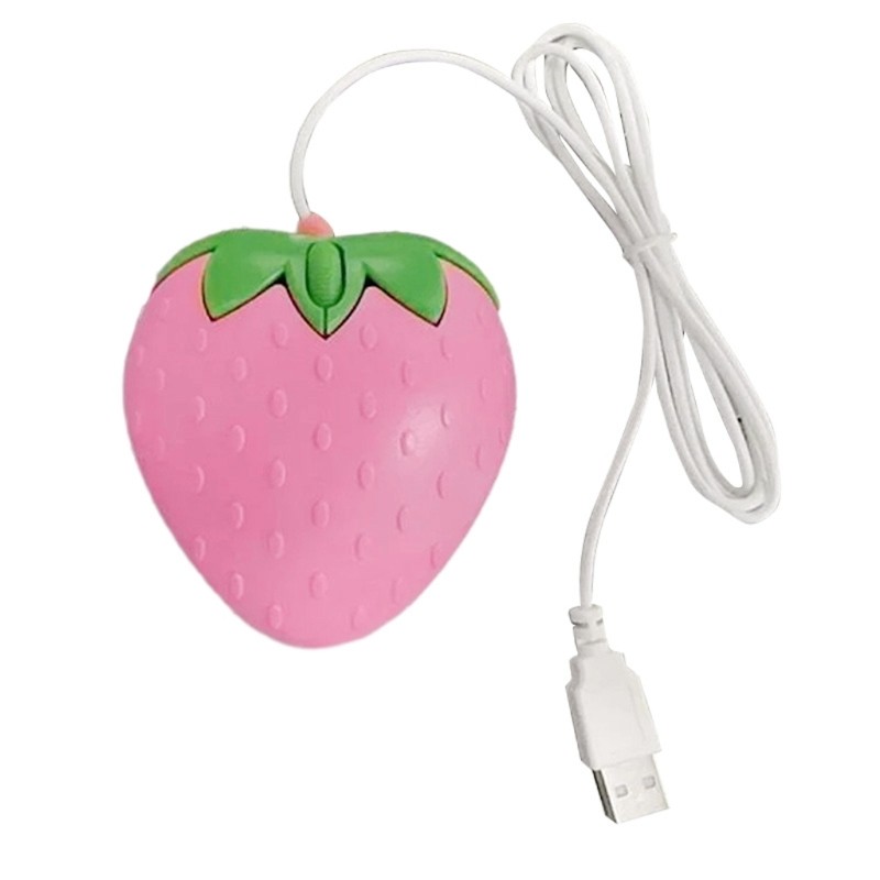 New Cute Pink Strawberry Corded Mouse USB Small Optical PC Computer Game Mouse
