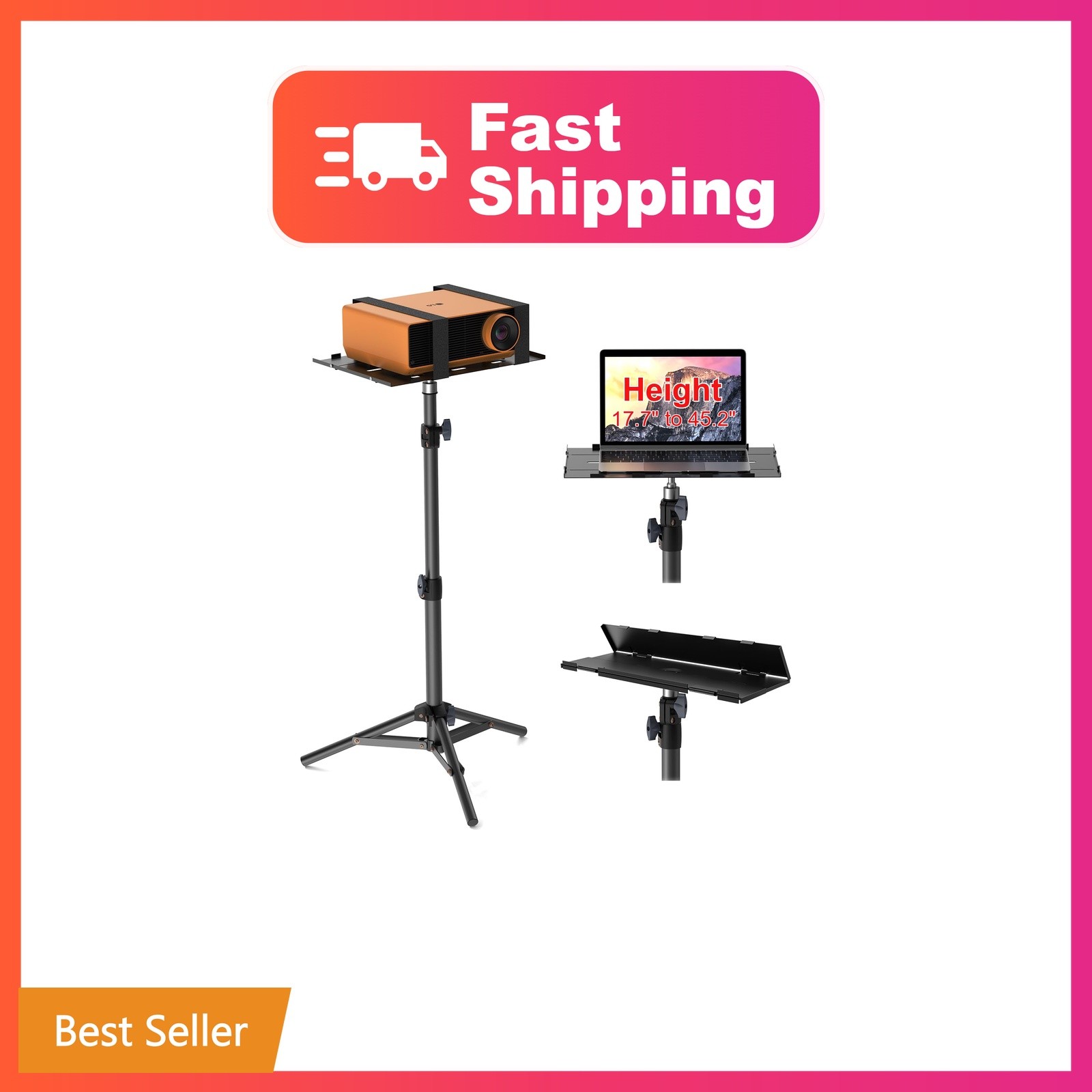 LEORFI Projector Stand Tripod, Portable Height Adjustable Laptop Stand | Port...