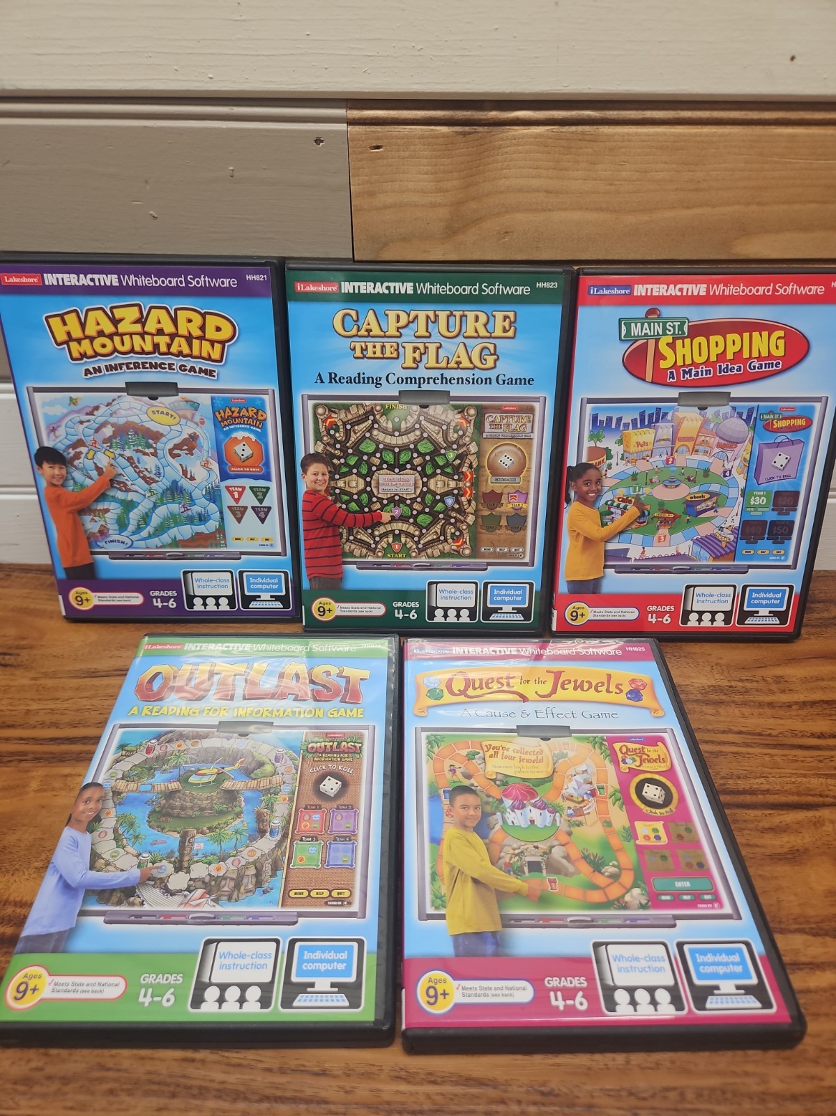 Lakeshore Interactive Whiteboard Lot Of 5 Computer CD Grade 4-6 Home School Game