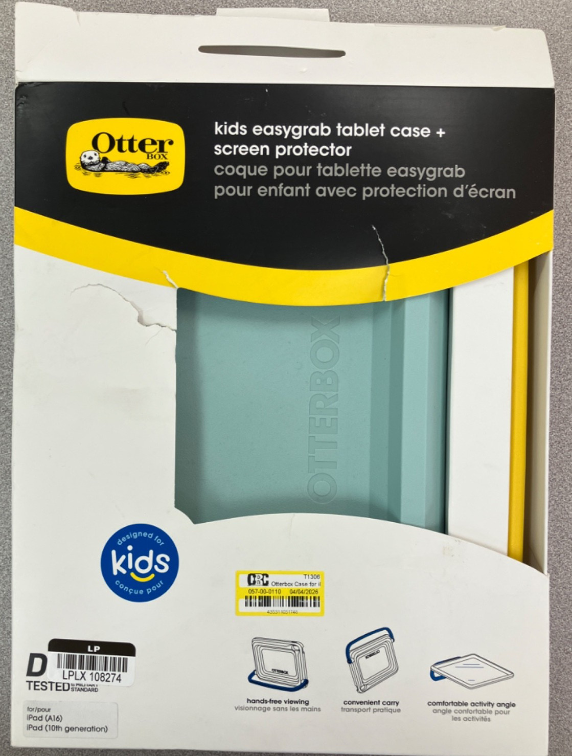 OtterBox Kids EasyGrab Case No Screen Protector for Kids iPad 10th Gen/A16 Blue