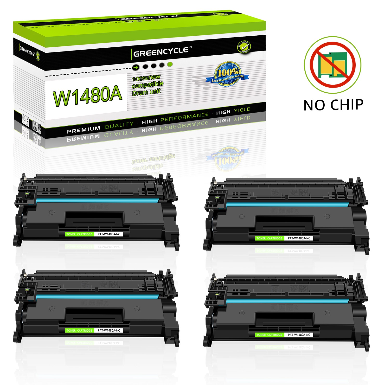 4PK No Chip 148A W1480A Toner Cartridge for HP LaserJet Pro 4001n MFP 4101fdn